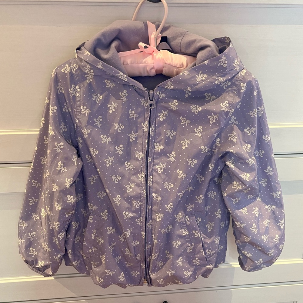 GAP Kids Purple Floral Windbreaker Jacket with Hood